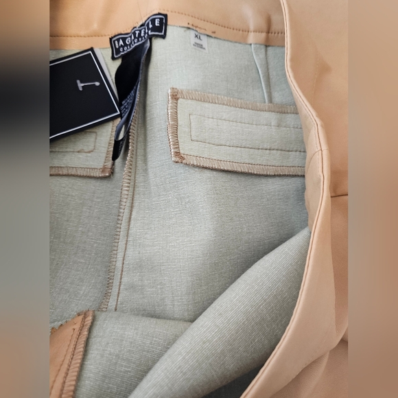 Bagatelle Faux Leather Straight or Wide Leg Pants Tan Size XL NWT - Picture 4 of 11